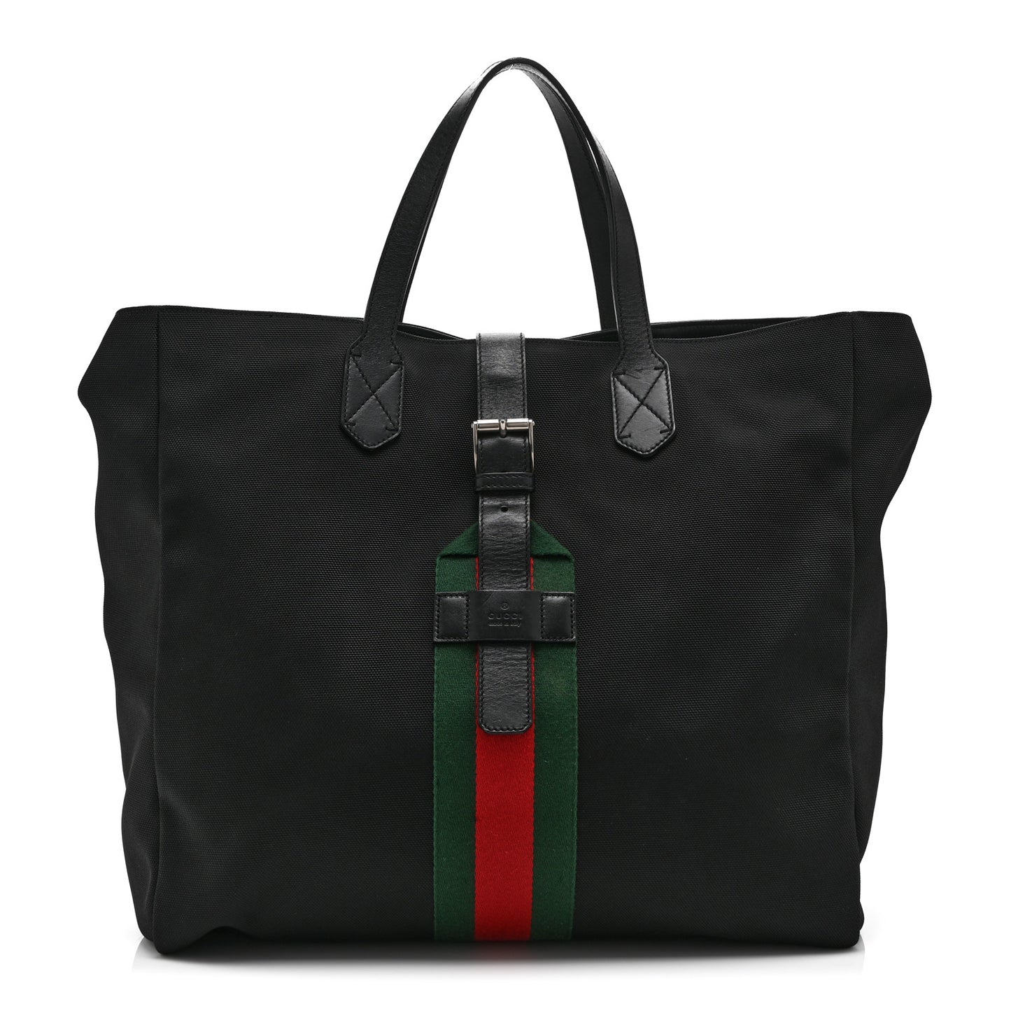 Techno Canvas Web Single Buckle Tote Black