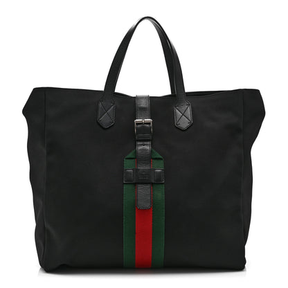 Gucci Techno Canvas Web Single Buckle Tote Black 1 of 11