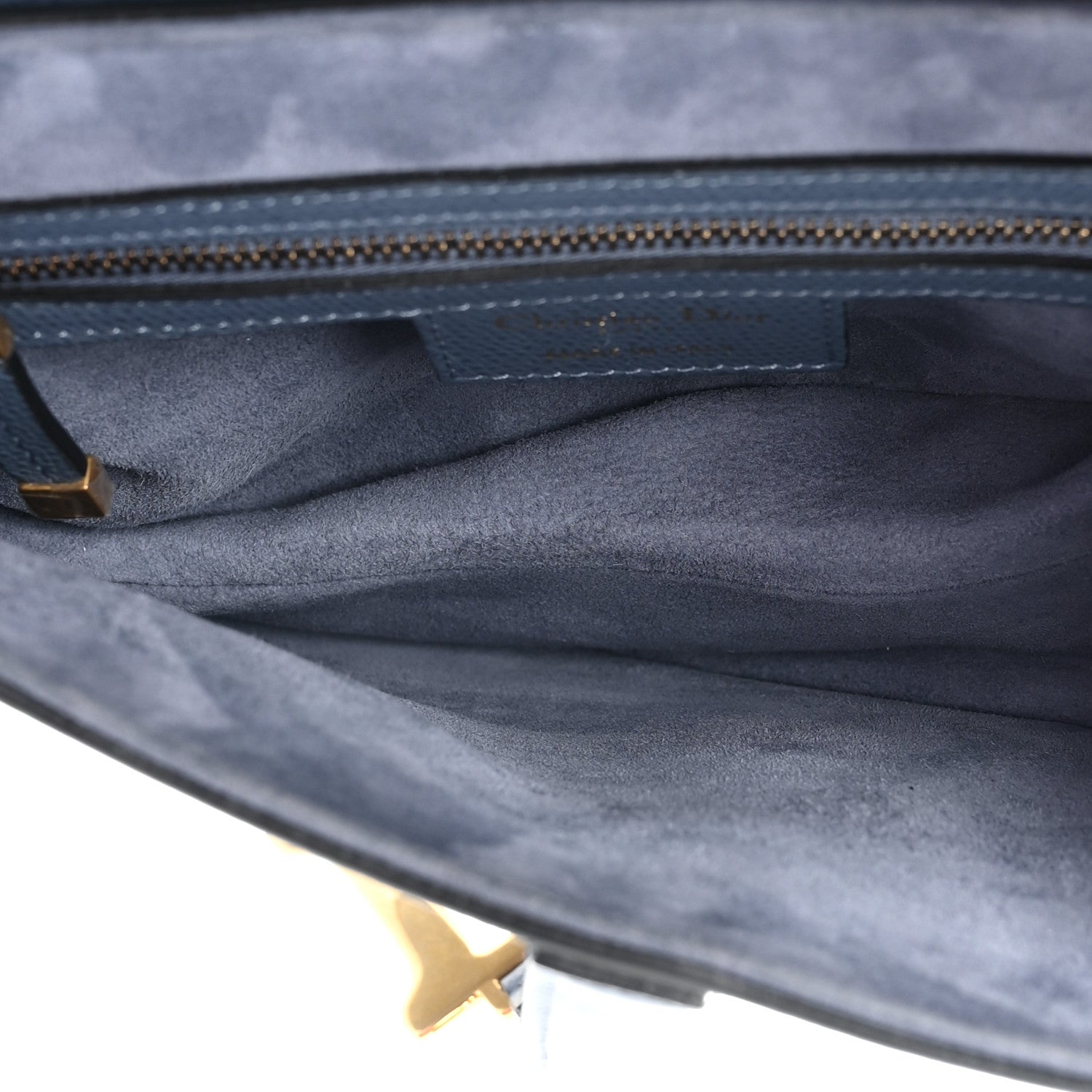 Christian Dior Grained Calfskin Saddle Bag Denim Blue 5 of 13