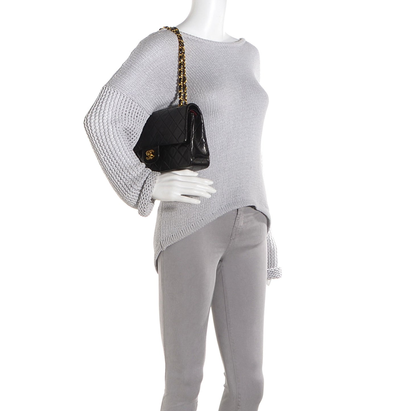 Lambskin Medium Double Flap Black