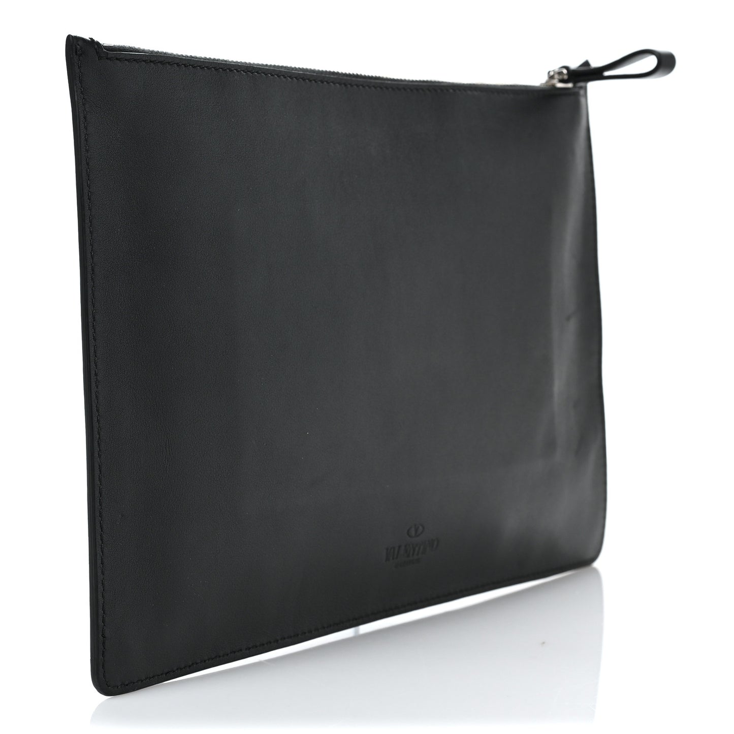 Vitello Studded Always Zip Pouch Black