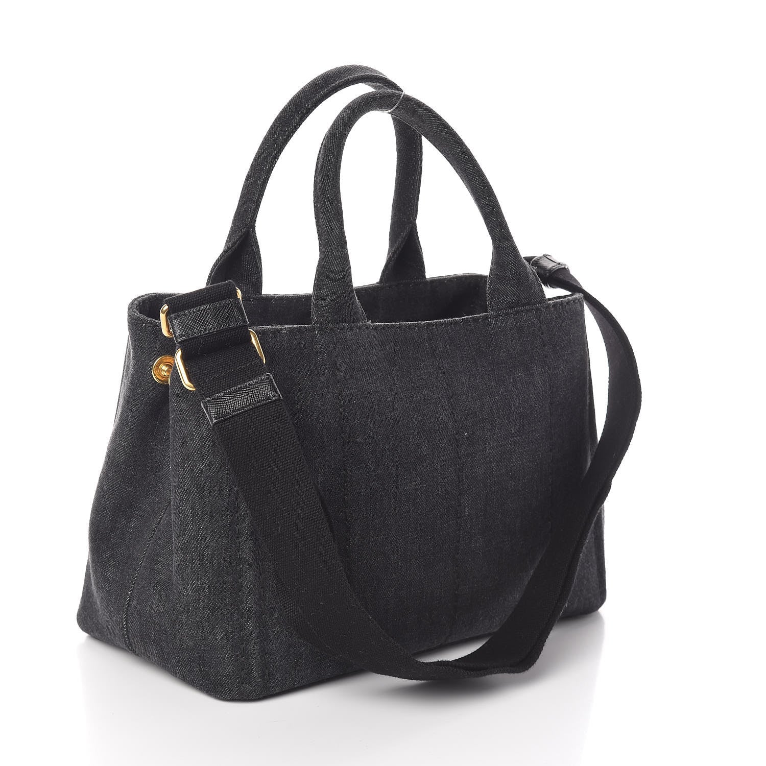 Prada Denim Small Logo Tote Black 3 of 9