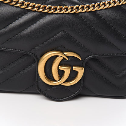 Gucci Calfskin Matelasse Super Mini GG Marmont Shoulder Bag Black 10 of 10