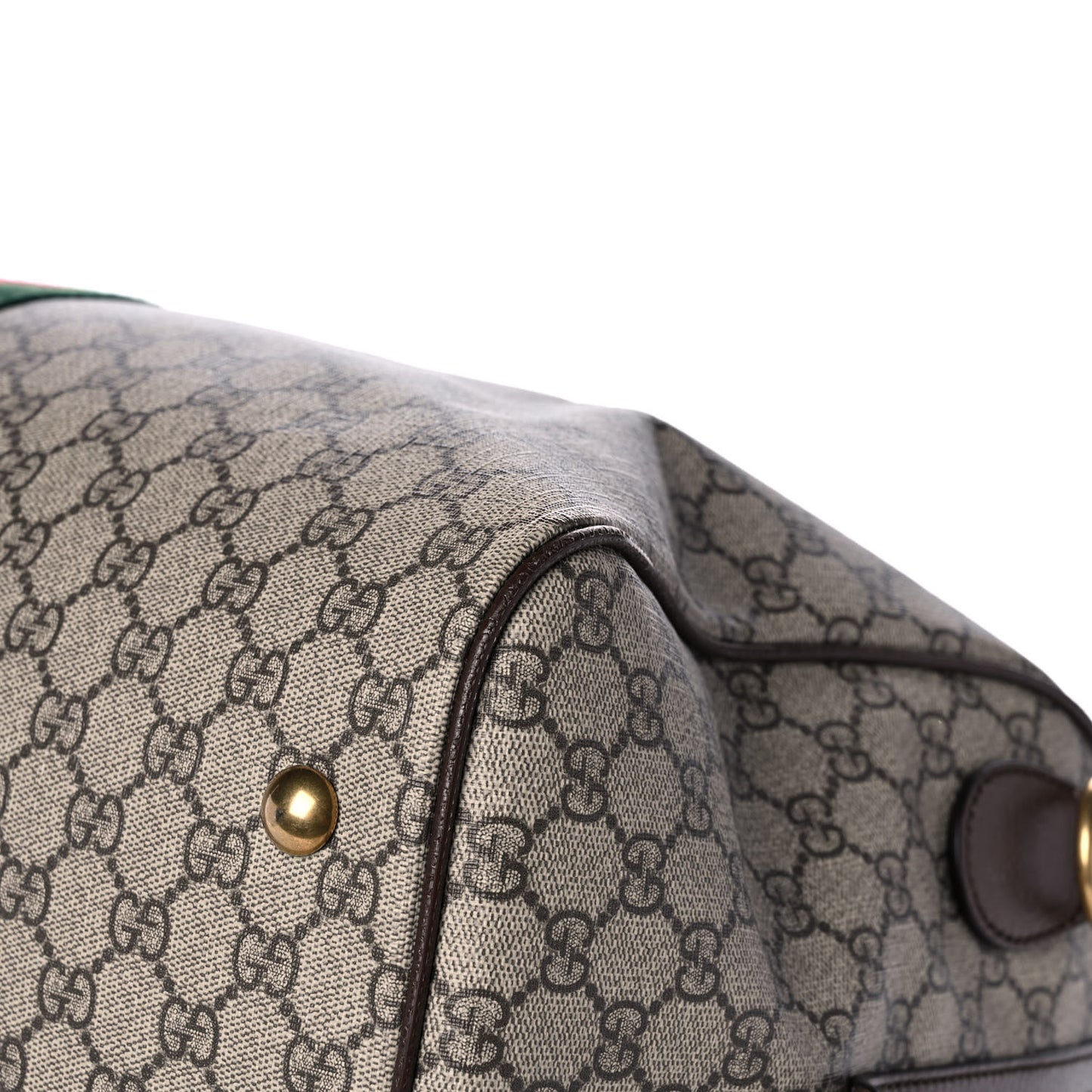 GG Supreme Monogram Textured Dollar Calfskin Web Medium Ophidia Carry-On Duffle Bag Beige Ebony New Acero