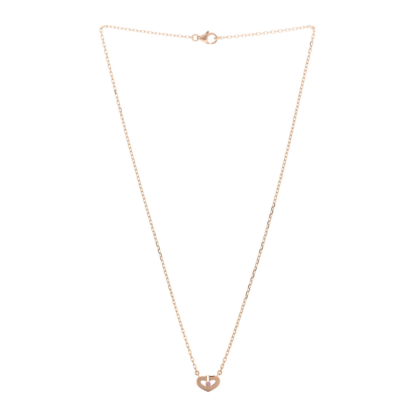 18K Pink Gold Pink Sapphire XS Hearts and Symbols Necklace