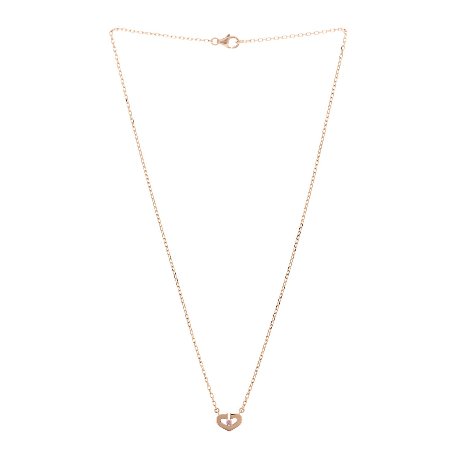 Cartier 18K Pink Gold Pink Sapphire XS Hearts and Symbols Necklace 2 of 4