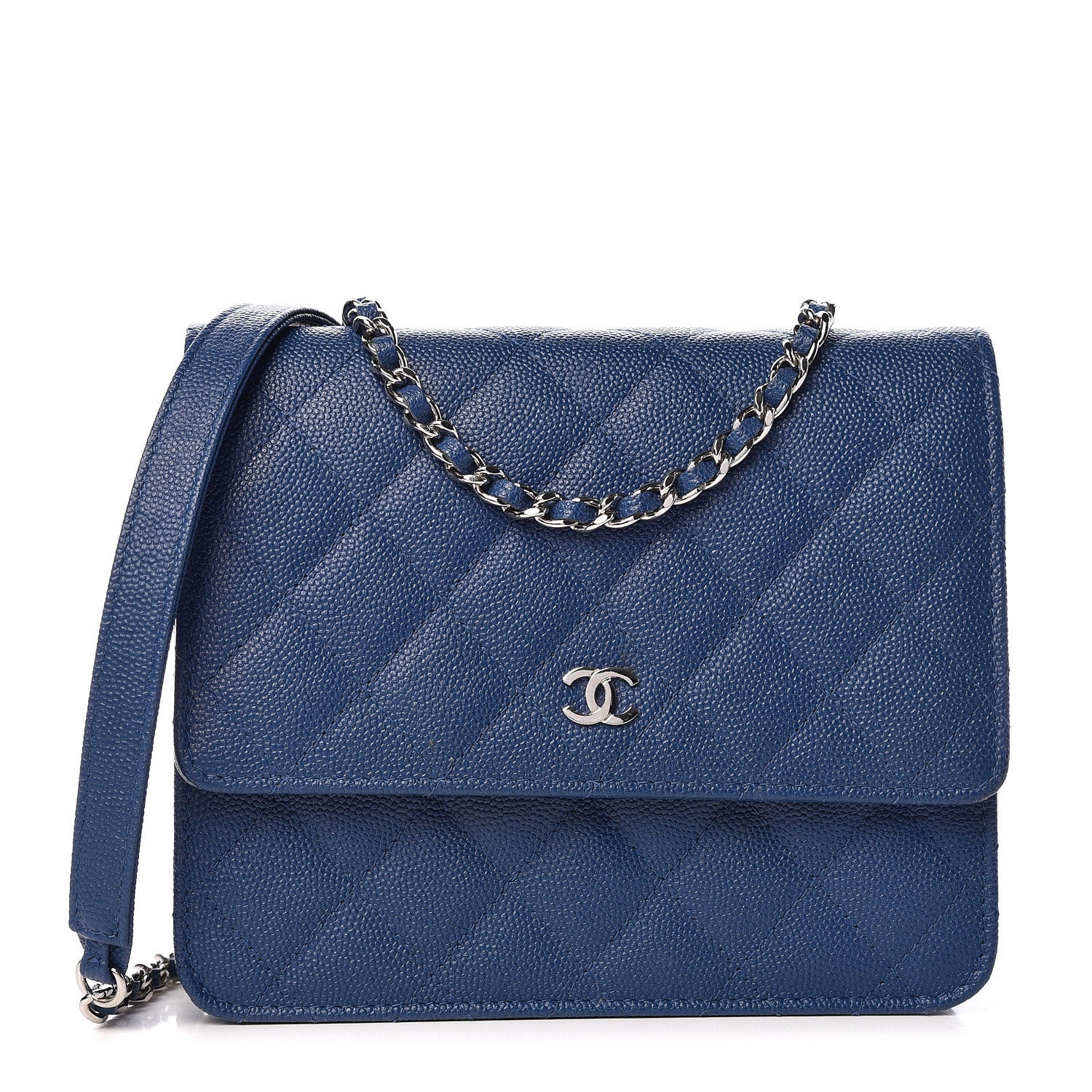 Chanel Caviar Quilted Square Wallet On Chain WOC Navy 1 of 10