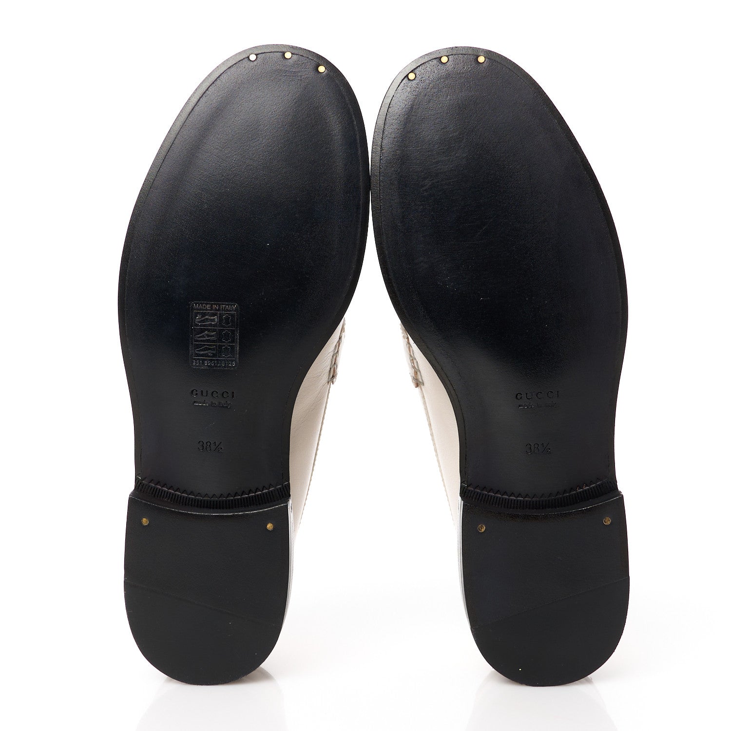 Gucci Goatskin Womens Logo 15mm Loafers 38.5 Mystic White 5 of 9