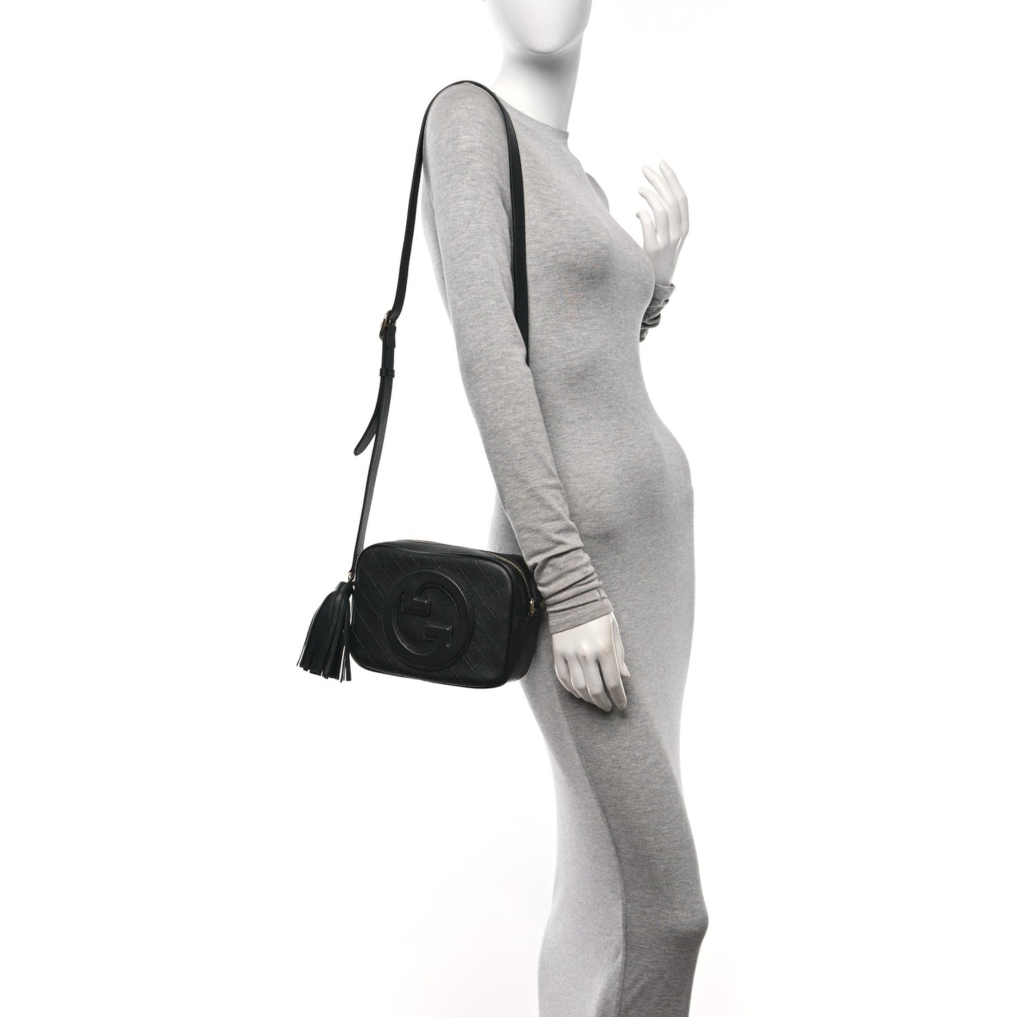 Sakai Be Green Calfskin Diagonal Stitched Small Blondie Shoulder Bag Black