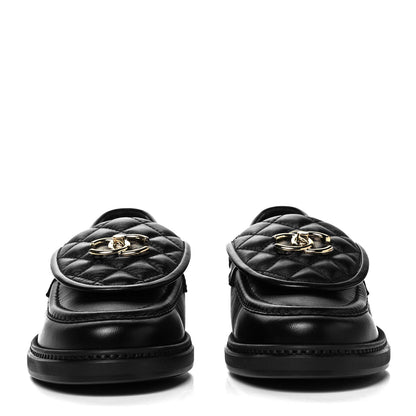 Chanel Lambskin Quilted CC Turnlock Loafers 39.5 Black 2 of 7