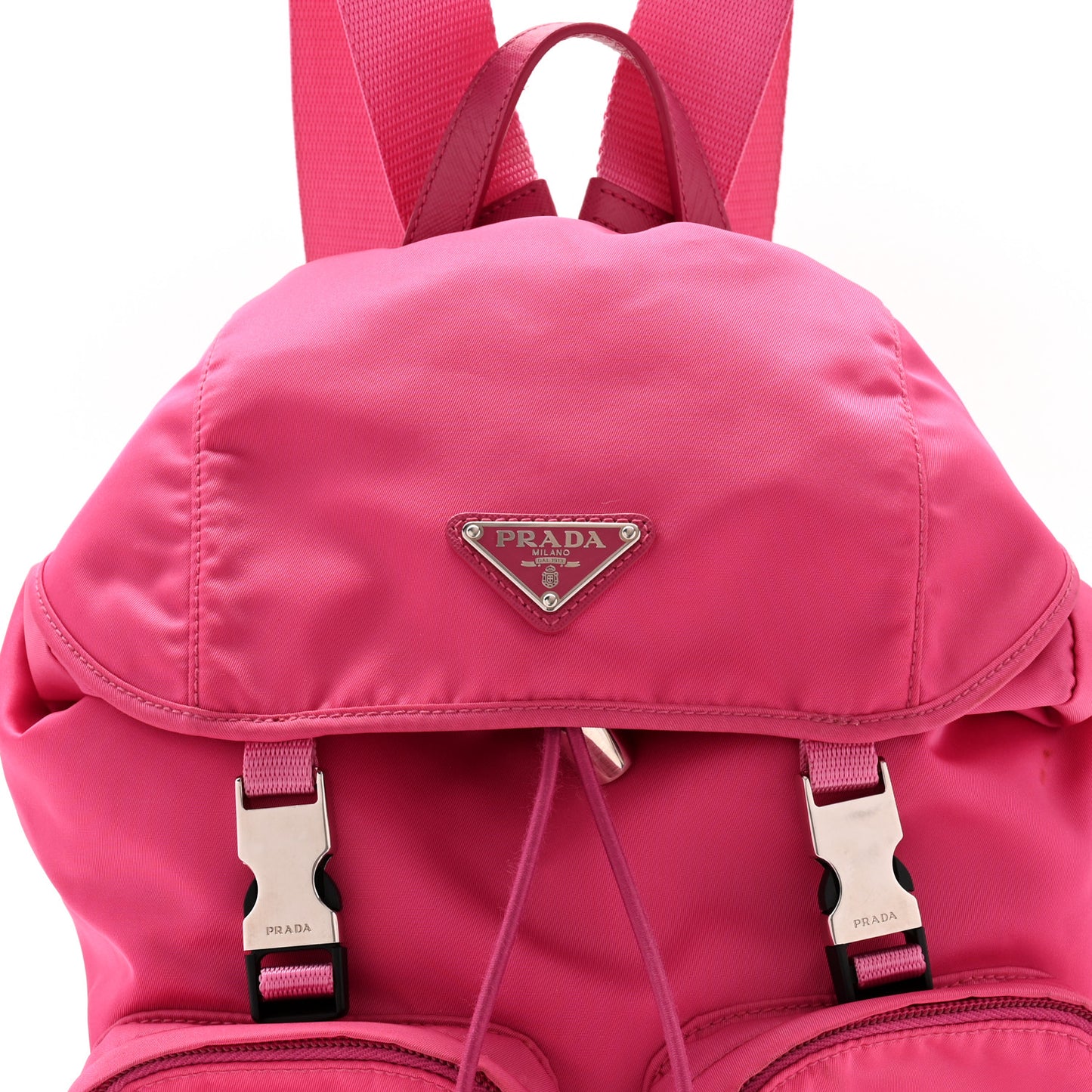 Nylon Vela Double Buckle Backpack Fuxia