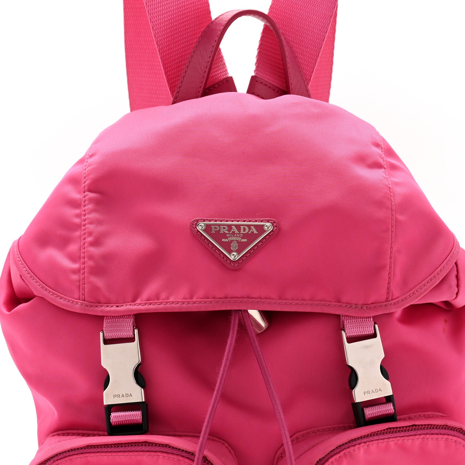 Prada Nylon Vela Double Buckle Backpack Fuxia 7 of 13