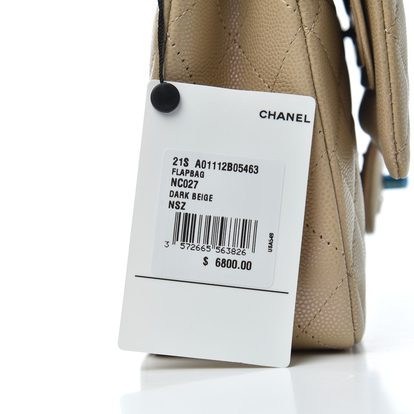 Iridescent Caviar Quilted Medium Double Flap Dark Beige