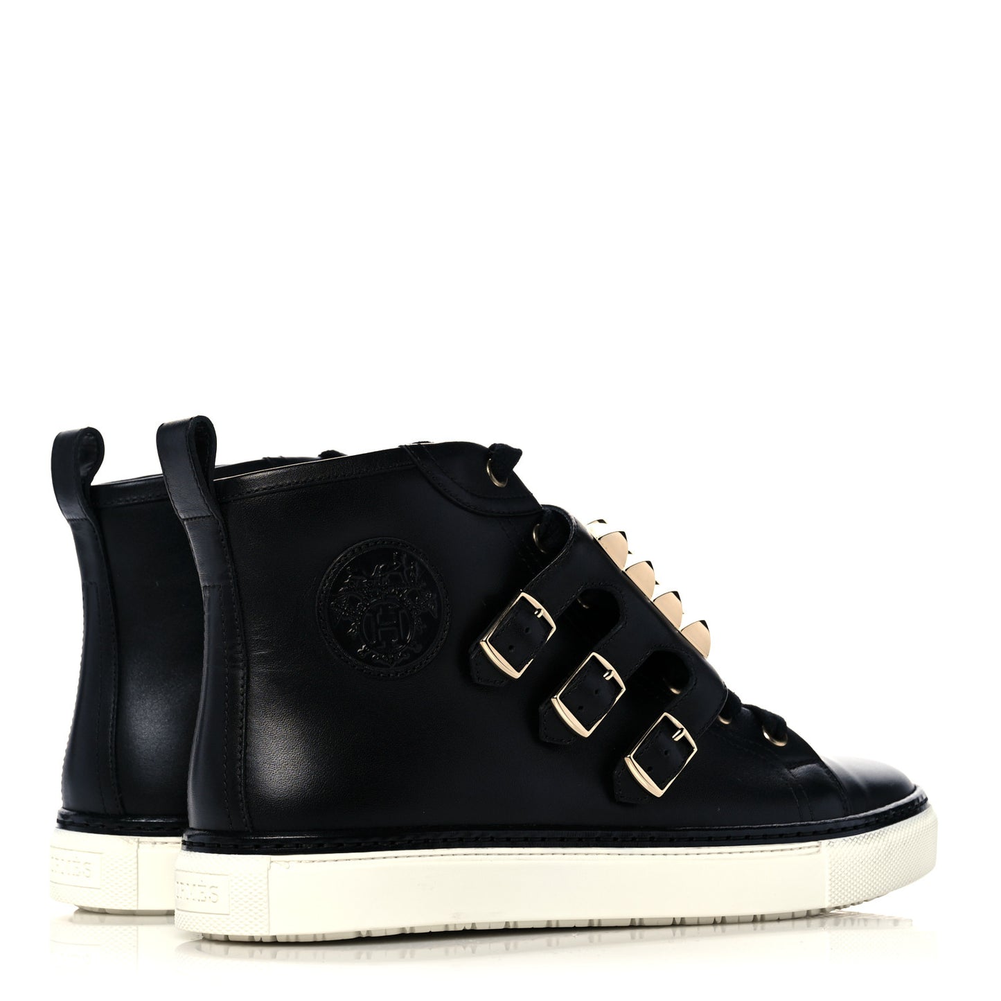 Calfskin Studded Lennox High Top Sneakers 39.5 Black