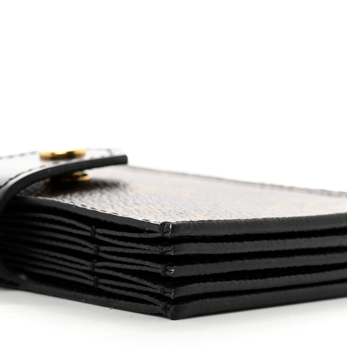 Monogram Gusset Card Holder Black
