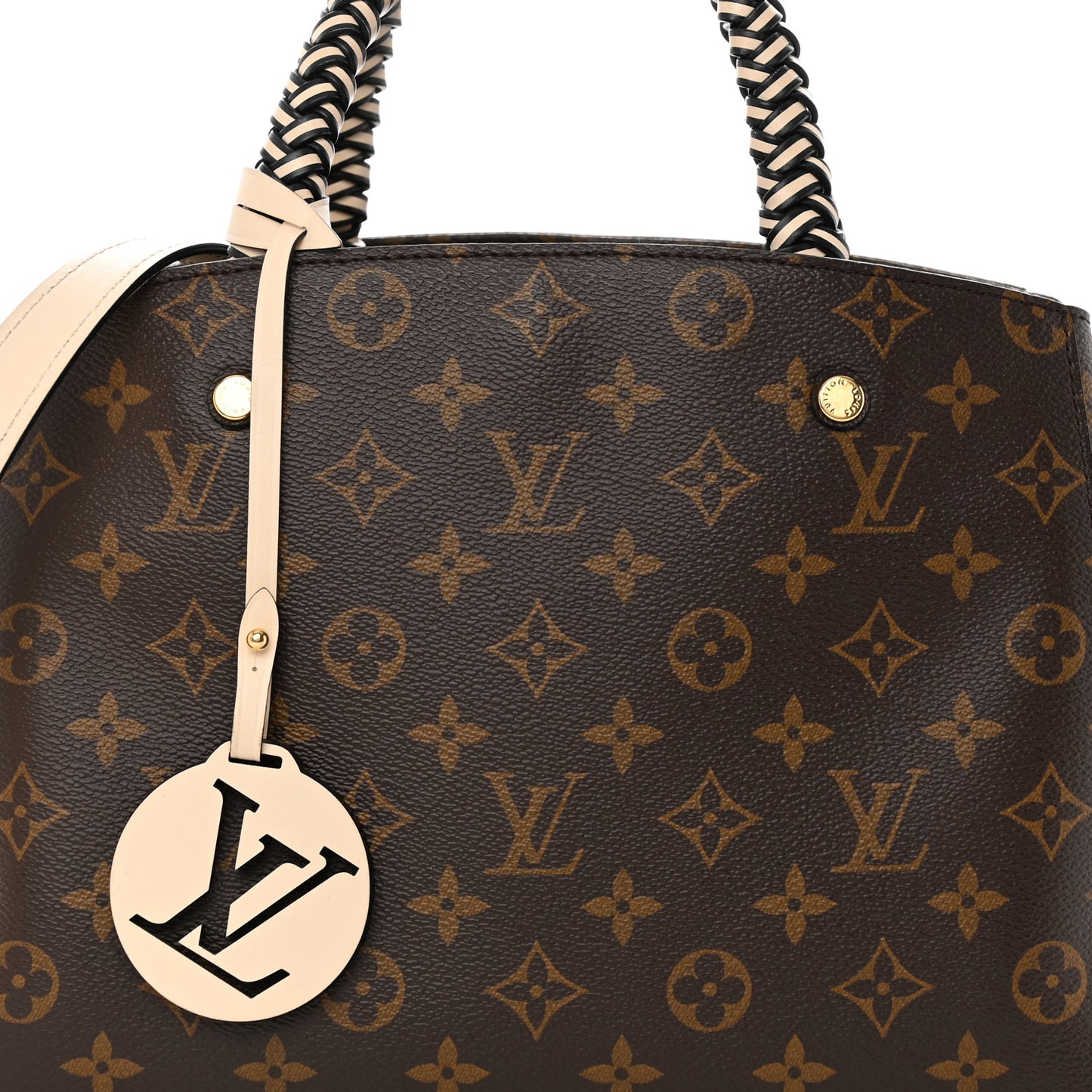 Monogram Braided Montaigne MM Creme Beige