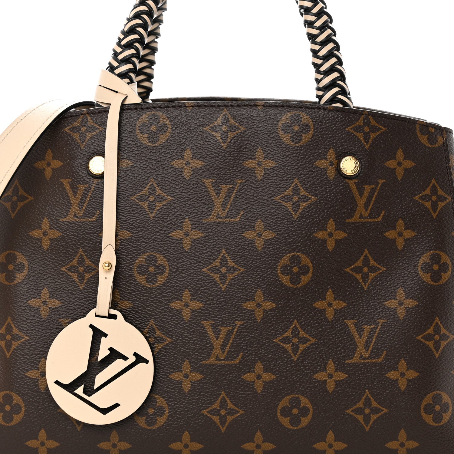 Louis Vuitton Monogram Braided Montaigne MM Creme Beige 9 of 16