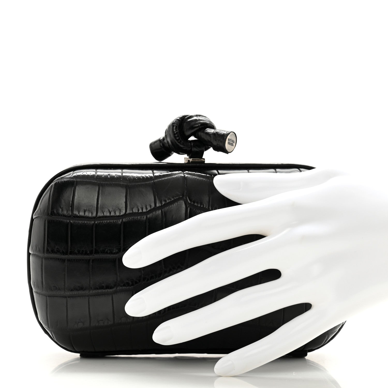 Bottega Veneta Crocodile Knot Clutch Black 2 of 8