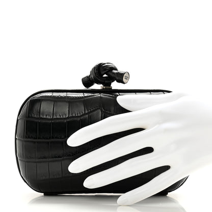 Bottega Veneta Crocodile Knot Clutch Black 2 of 8