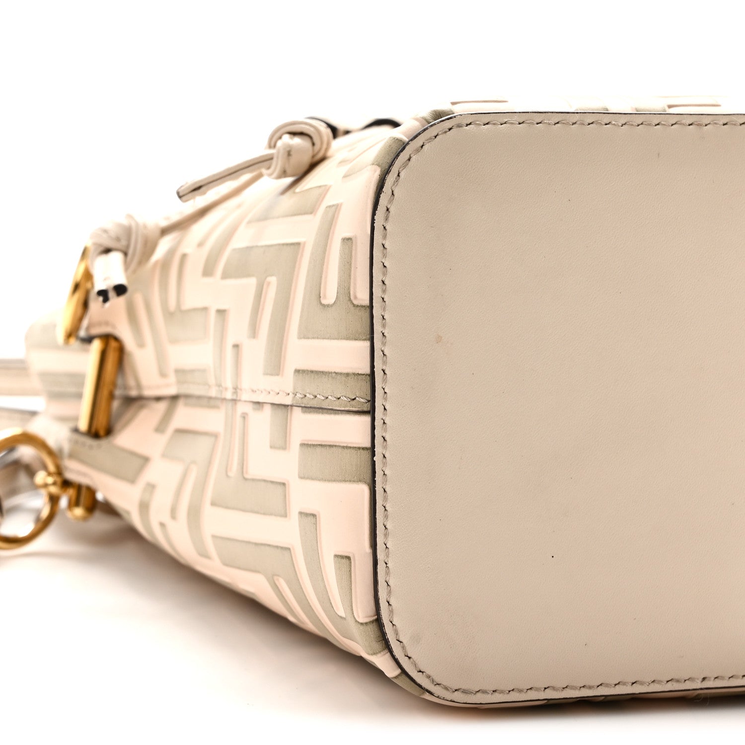 Fendi Vitello Liberty F is Fendi Bi-Color FF 1974 Embossed Mini Mon Tresor Bucket Bag Camelia Mandorlo 9 of 10