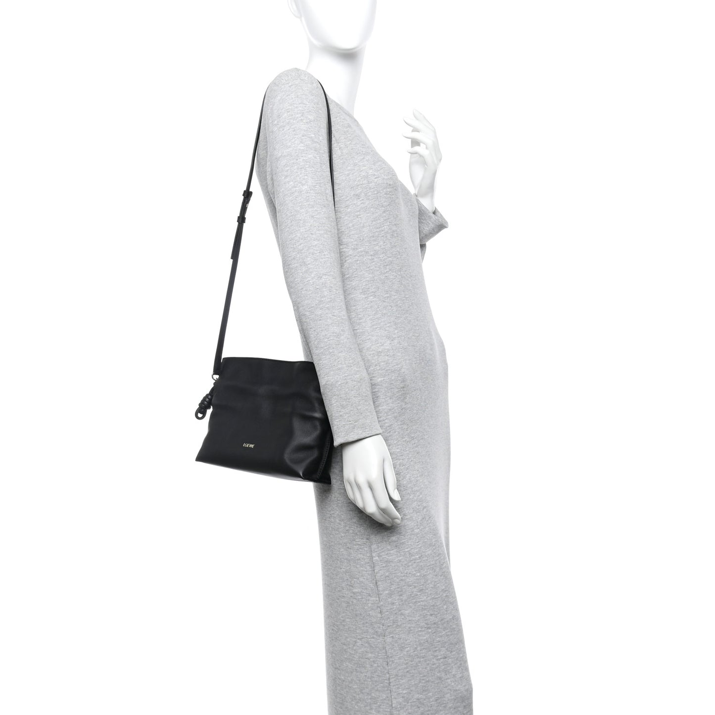 Calfskin Mini Flamenco Knot Clutch Black