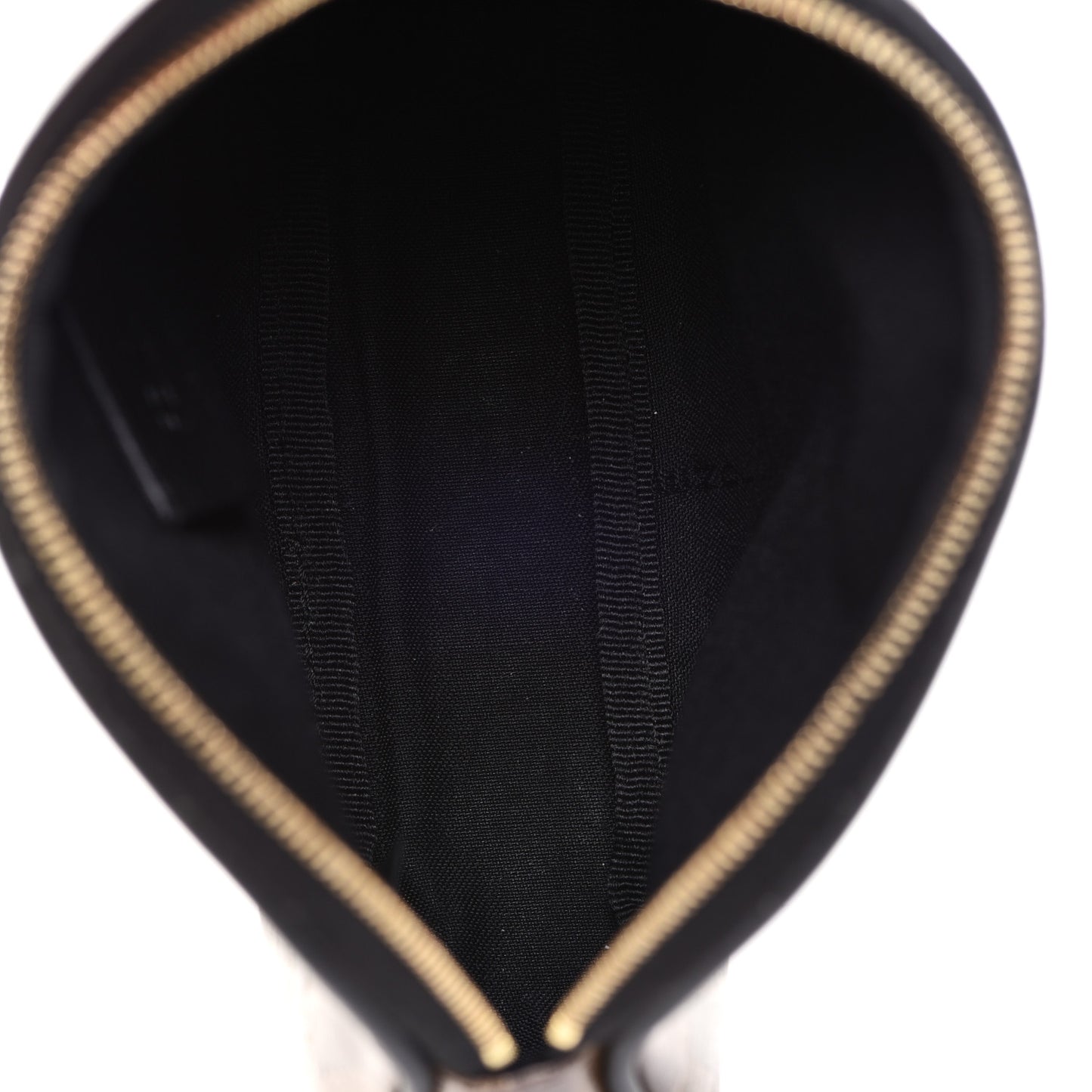 Glazed Fabric Vitello Century FF 1974 Stamp Patch Medium Cosmetic Case Mogano Panna Black