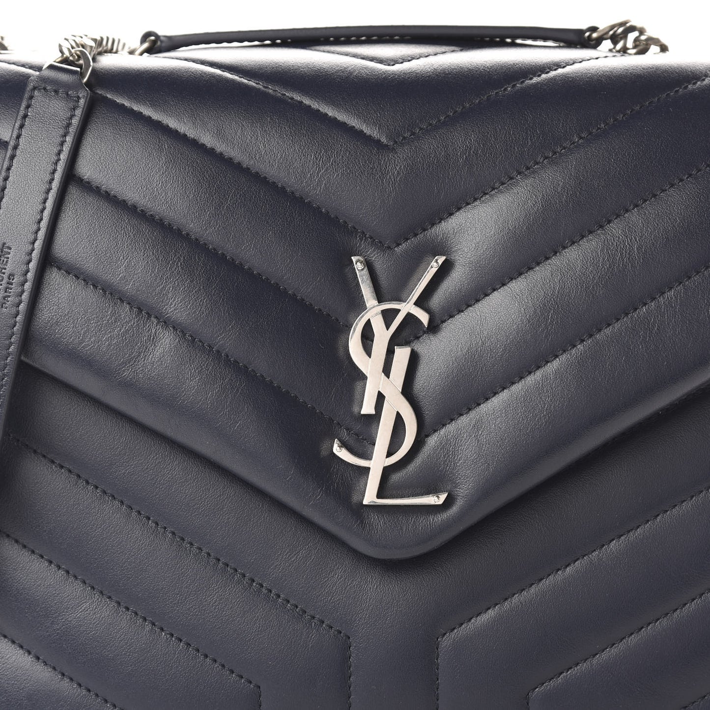 Calfskin Y Quilted Monogram Medium Loulou Chain Satchel Medium Blue