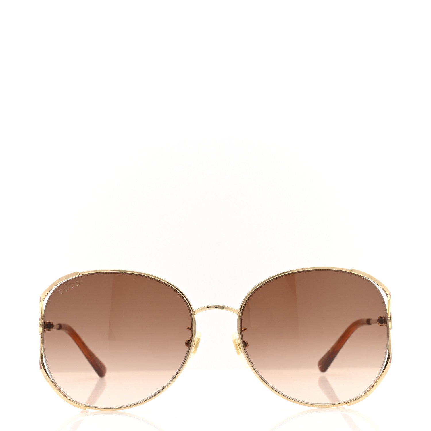 Gucci Metal Oversized Round Frame Sunglasses GG0650SK Gold 2 of 8
