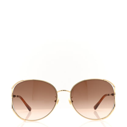 Gucci Metal Oversized Round Frame Sunglasses GG0650SK Gold 2 of 8