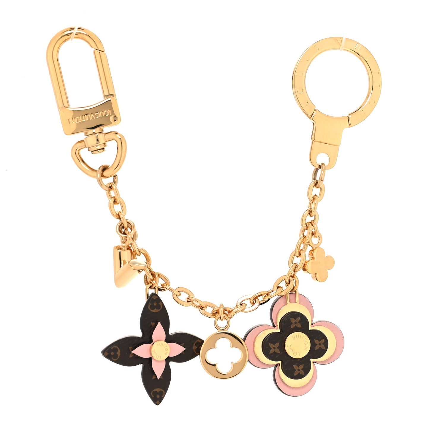 Brass Monogram Blooming Flowers Bag Charm Key Holder Rose Ballerine