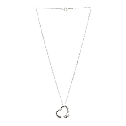 Tiffany Sterling Silver Diamond 22mm Elsa Peretti Open Heart Pendant Necklace 3 of 4