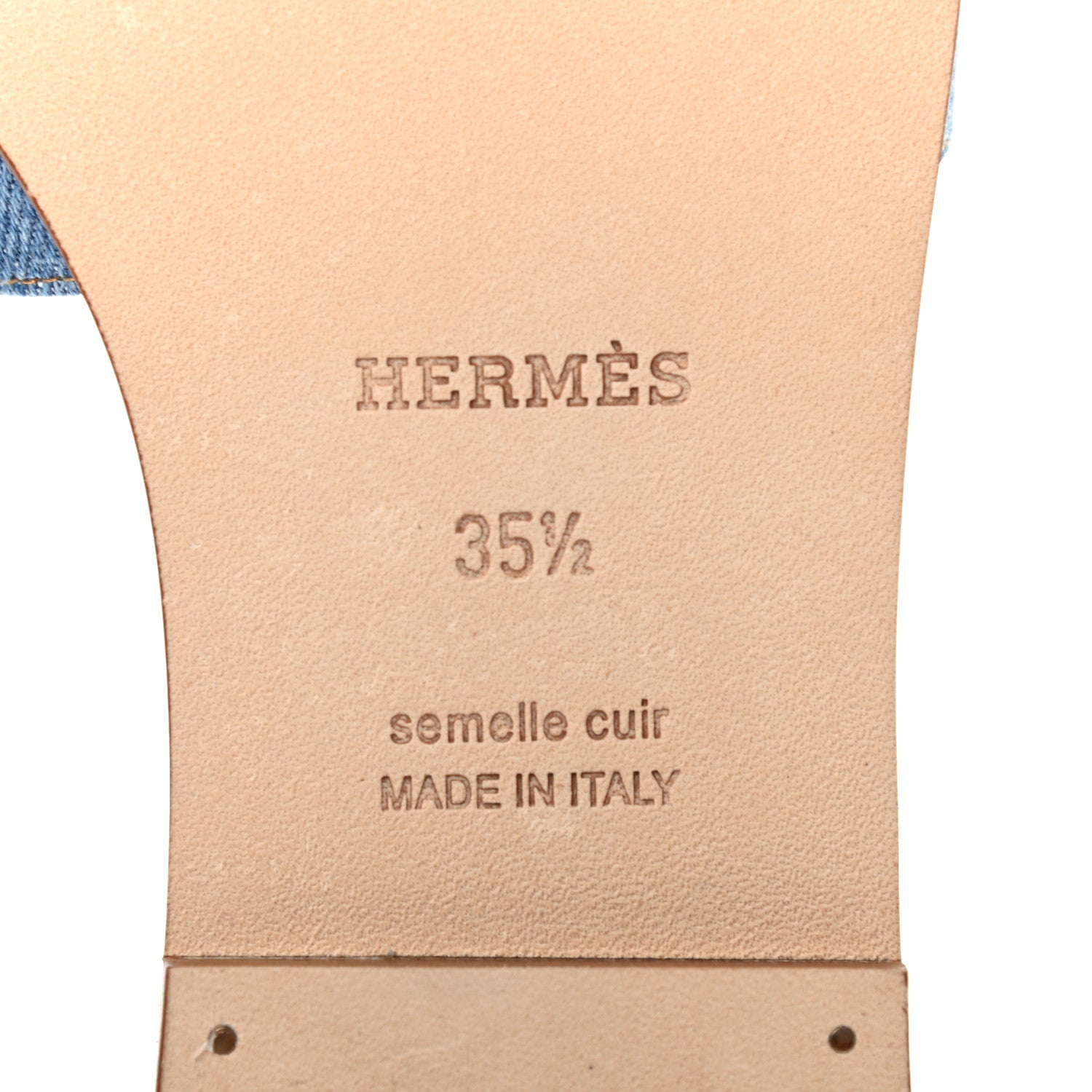 Hermes Denim Canvas Oran Sandals 35.5 Bleu Clair 6 of 7