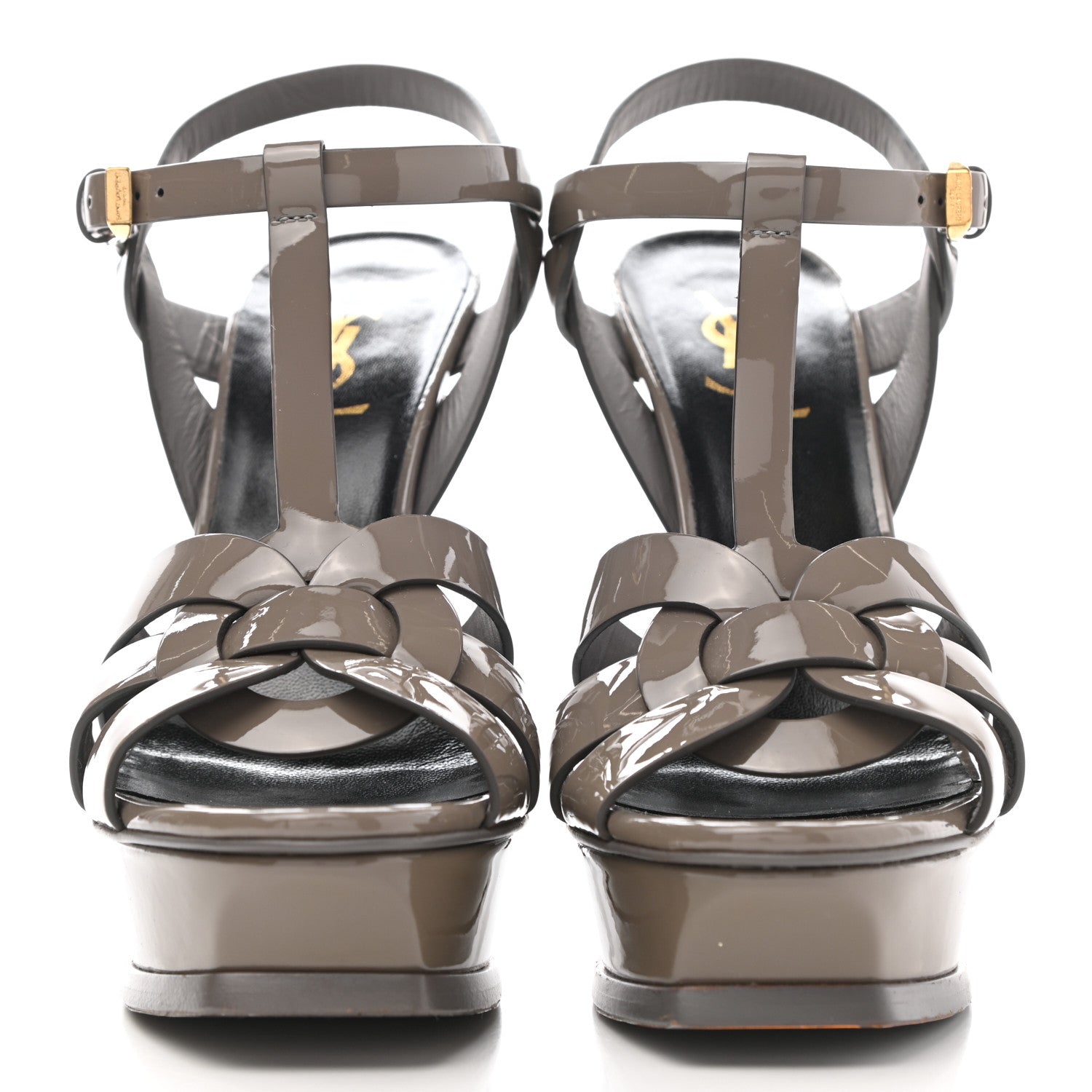 Saint Laurent Patent Tribute 105 Platform Sandals 37.5 Fog 2 of 10