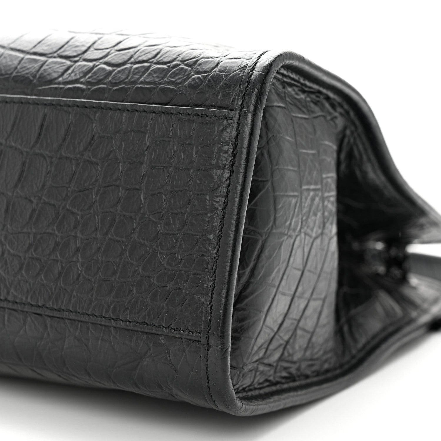 Saint Laurent Calfskin Crocodile Embossed Monogram Medium Niki Shopping Bag Black 10 of 11