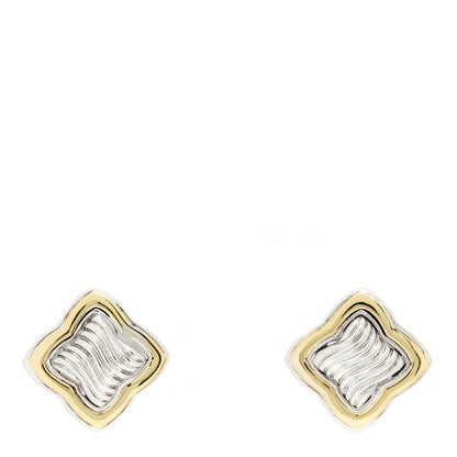 David Yurman Sterling Silver 18K Yellow Gold Quatrefoil Earrings 1 of 4