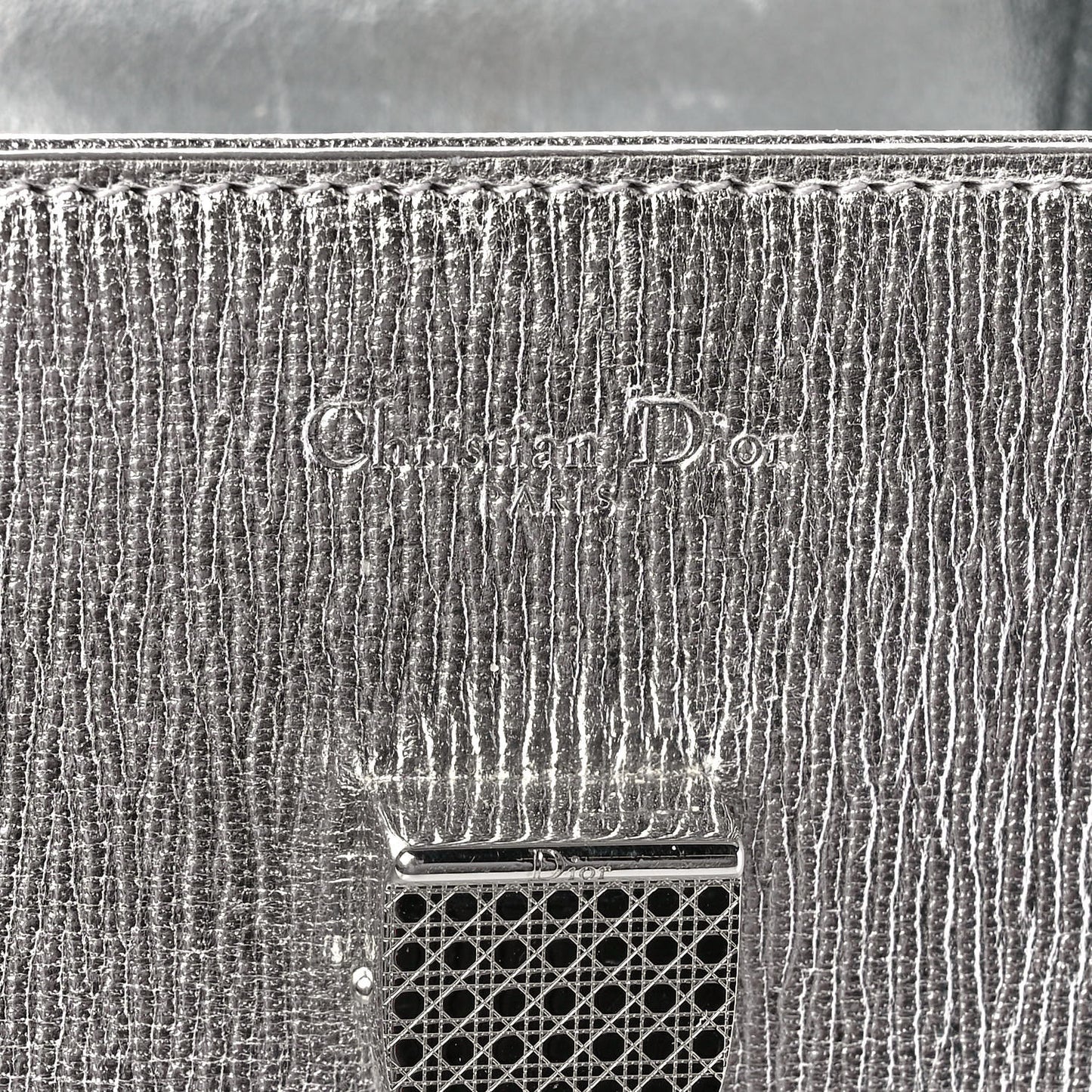 Metallic Goatskin Medium Diorever Flap Silver