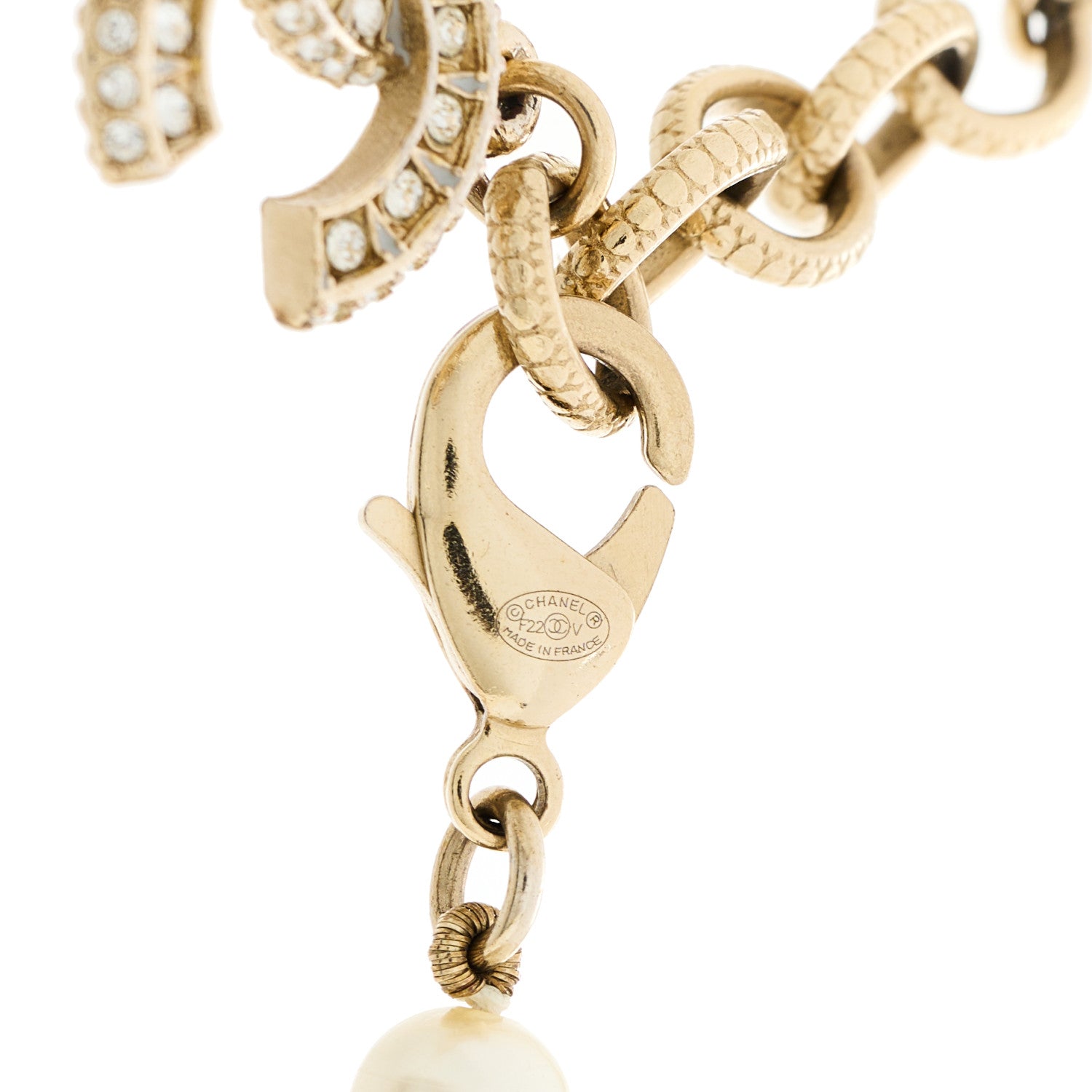 Chanel Graduated Pearl Crystal CC Bracelet Gold 4 of 4