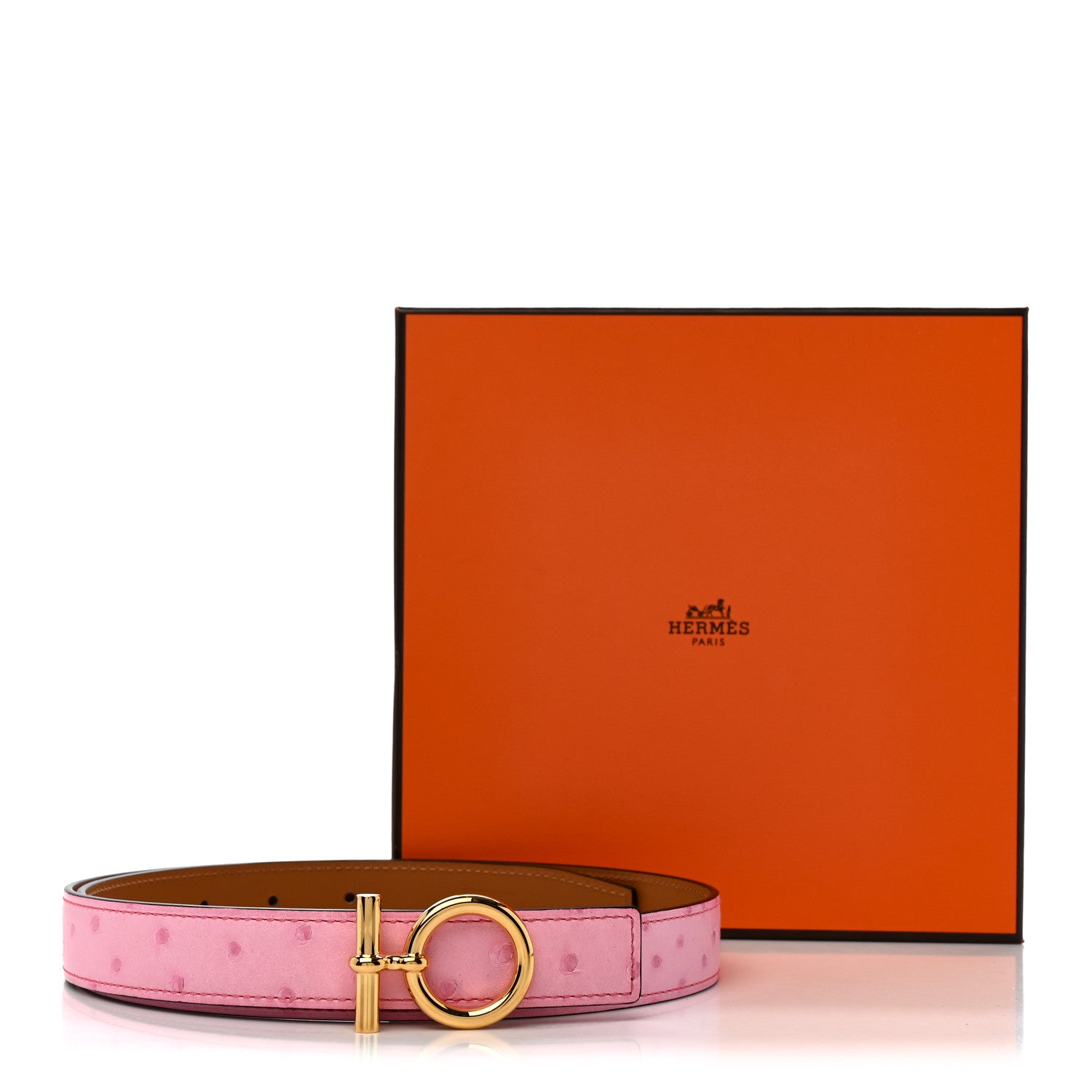 Hermes Ostrich 24mm Flot 80 32 Belt Rose Bubblegum 6 of 6