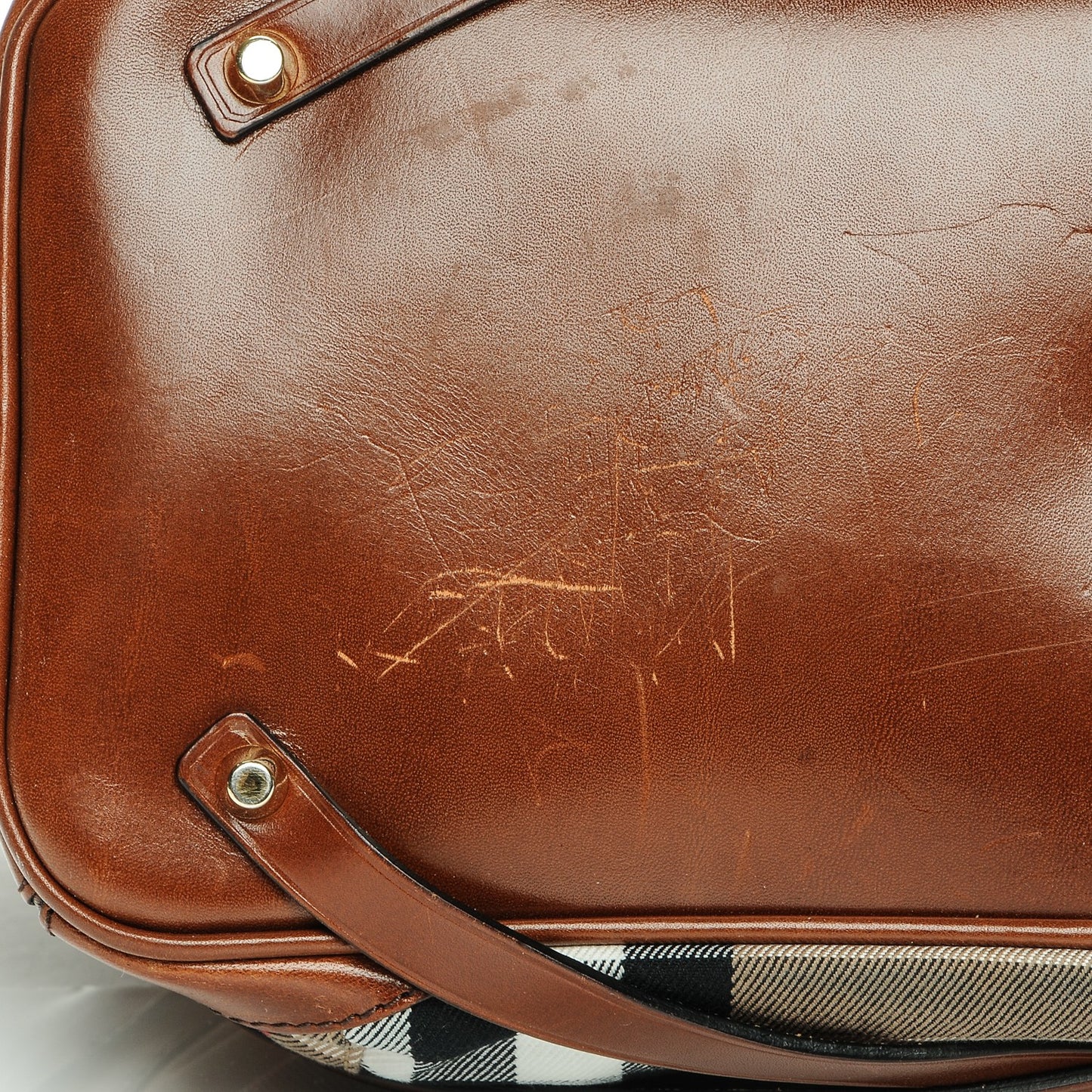 House Check Bridle Calfskin Medium Lynher Tote Dark Tan