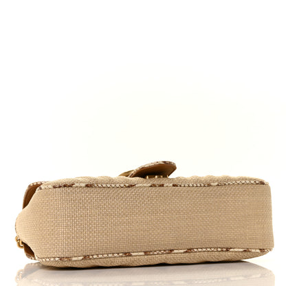 Gucci Raffia Elaphe Matelasse Small GG Marmont Shoulder Bag Natural Cream Brown 3 of 8