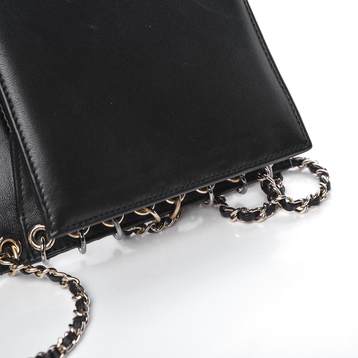 Lambskin Square Quilted CC Flap Black