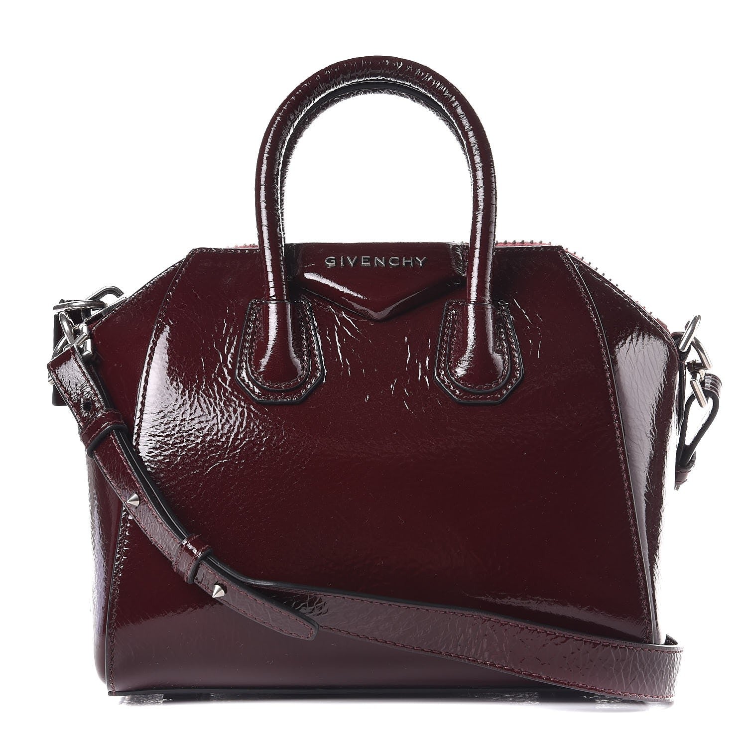 Givenchy Crinkled Patent Calfskin Mini Antigona Aubergine 1 of 8
