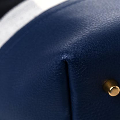 Burberry Grainy Calfskin Mega Check Tassel Heston Tote Navy 8 of 14