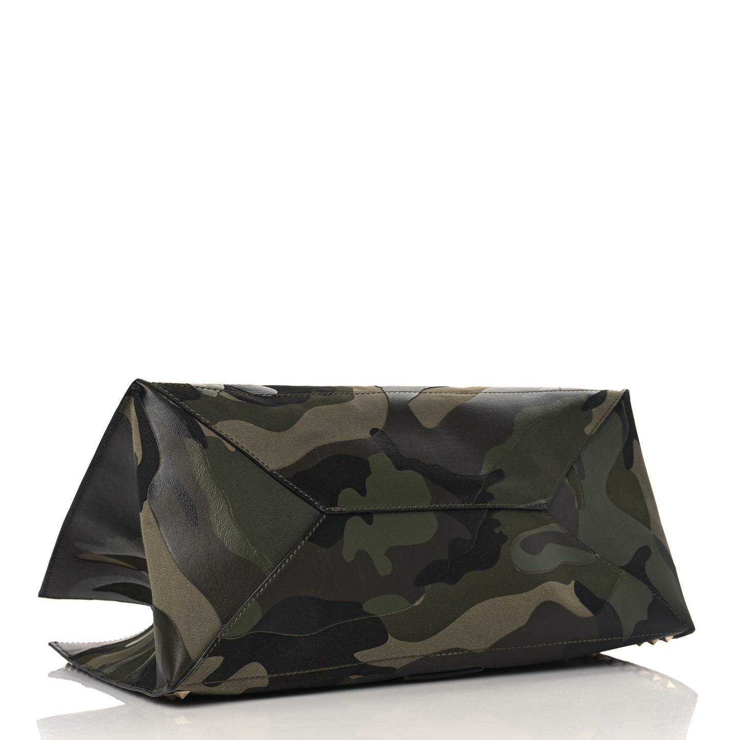 Nappa Canvas Camo Medium Rockstud Soft Tote Green