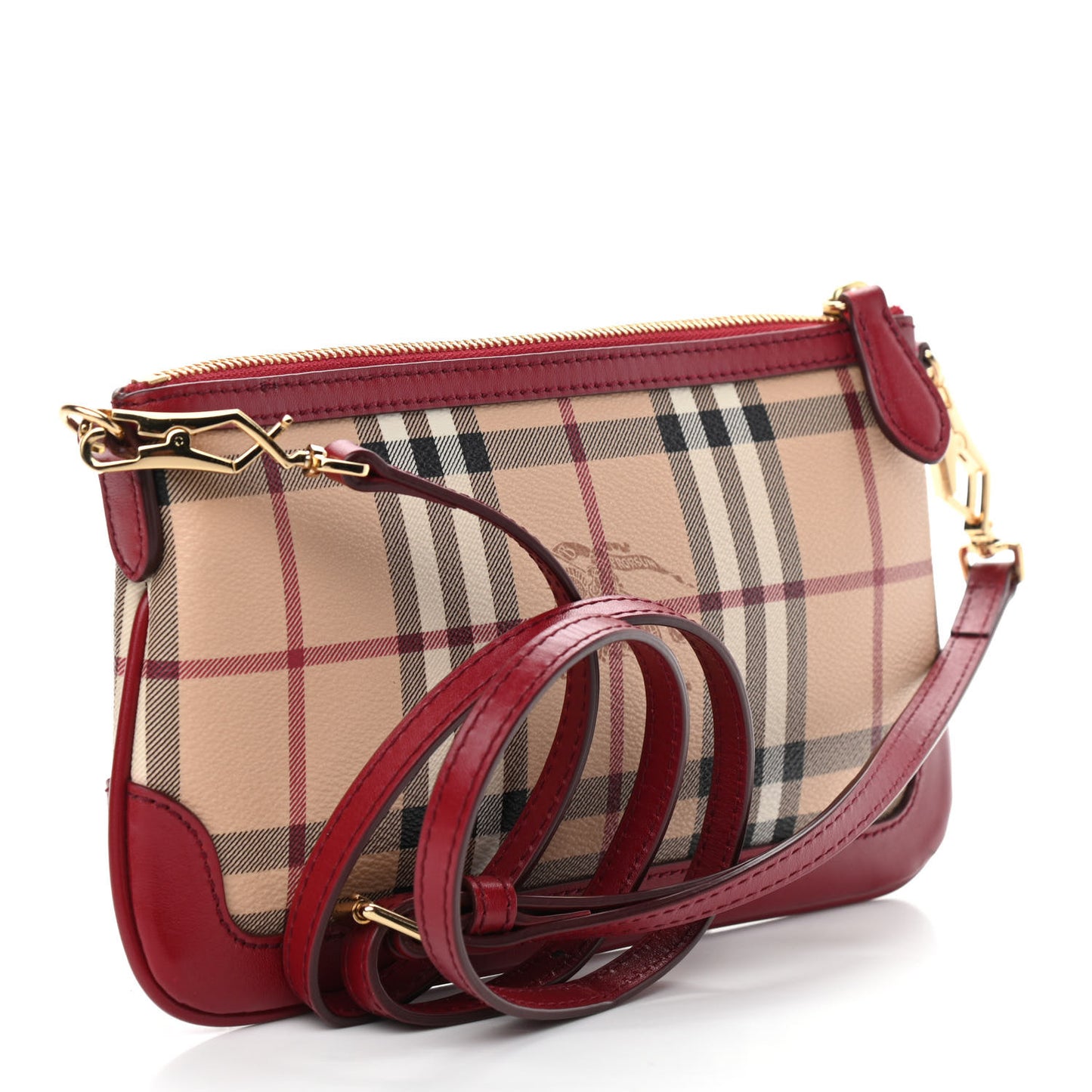 Haymarket Check Small Peyton Crossbody Clutch Bag Military Red