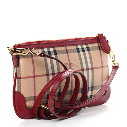 Burberry Haymarket Check Small Peyton Crossbody Clutch Bag Military Red 3 of 10