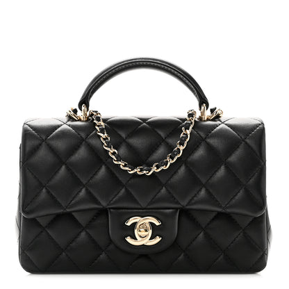 Chanel Lambskin Quilted Mini Top Handle Rectangular Flap Black 1 of 11