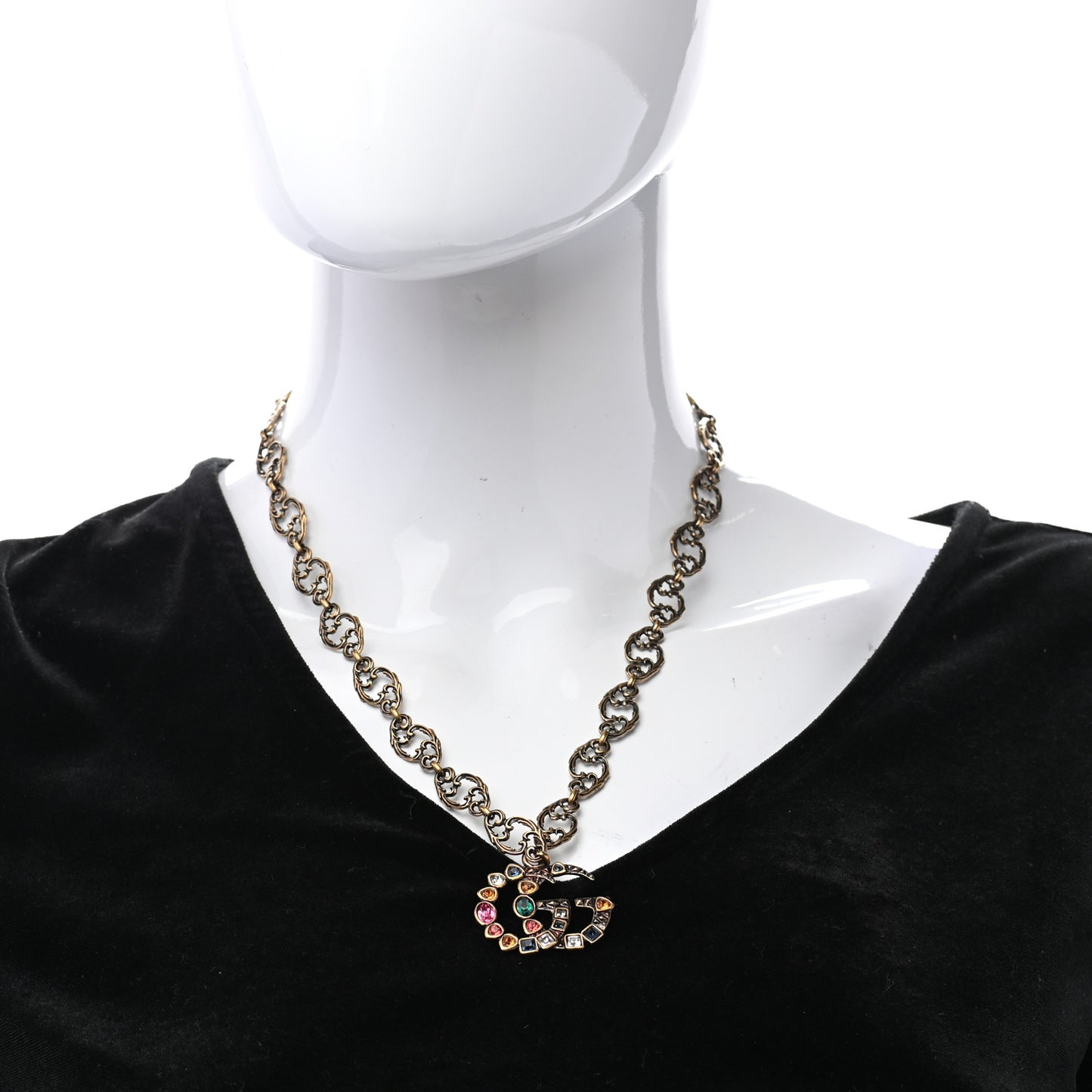 Crystal Marmont Necklace Aged Gold Multicolor