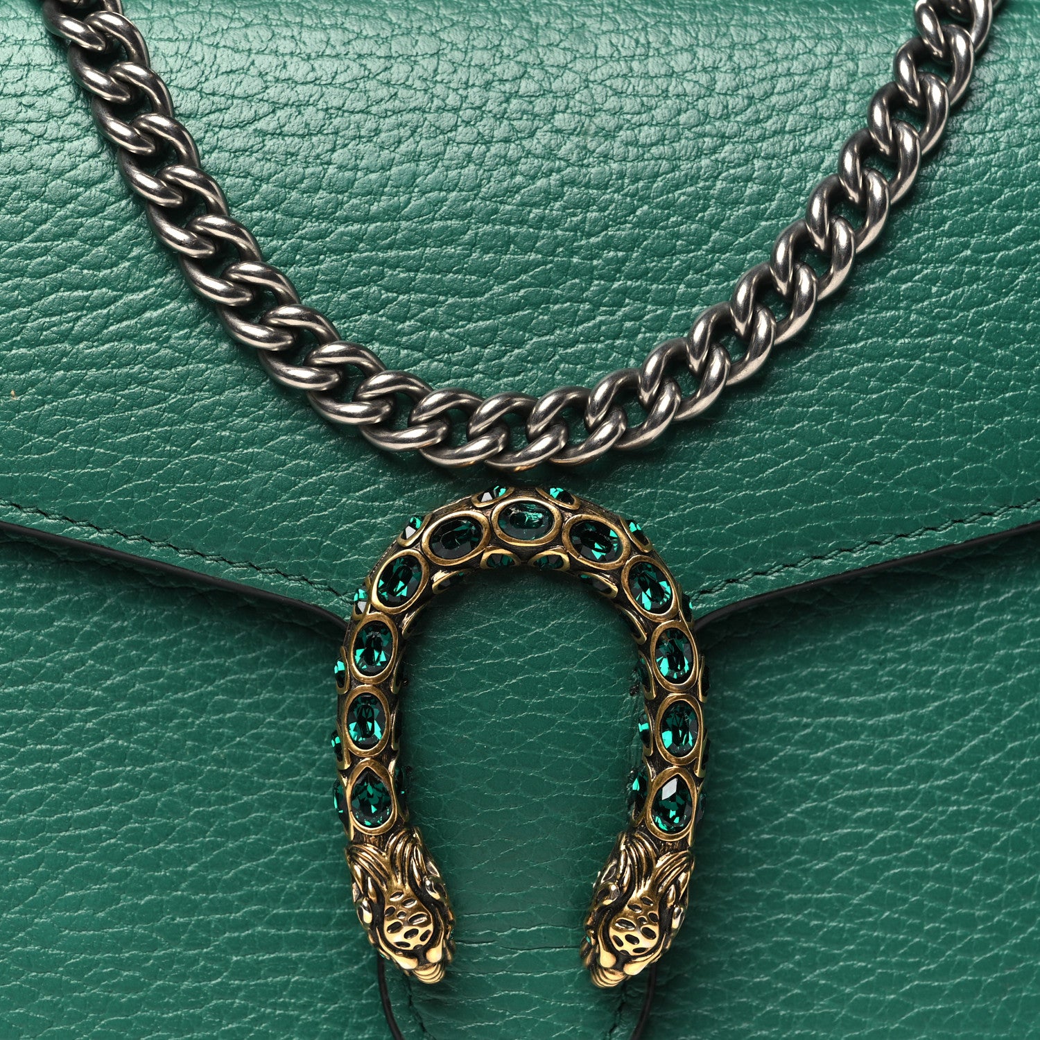 Gucci Calfskin Mini Dionysus Chain Wallet Emerald 8 of 10
