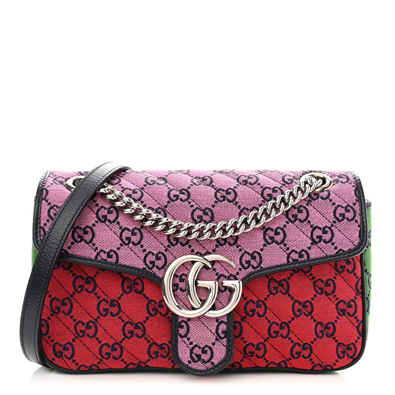 Gucci Monogram Multicolor Matelasse Diagonal Small GG Marmont Shoulder Bag Pink Blue Red Yellow Green 1 of 10